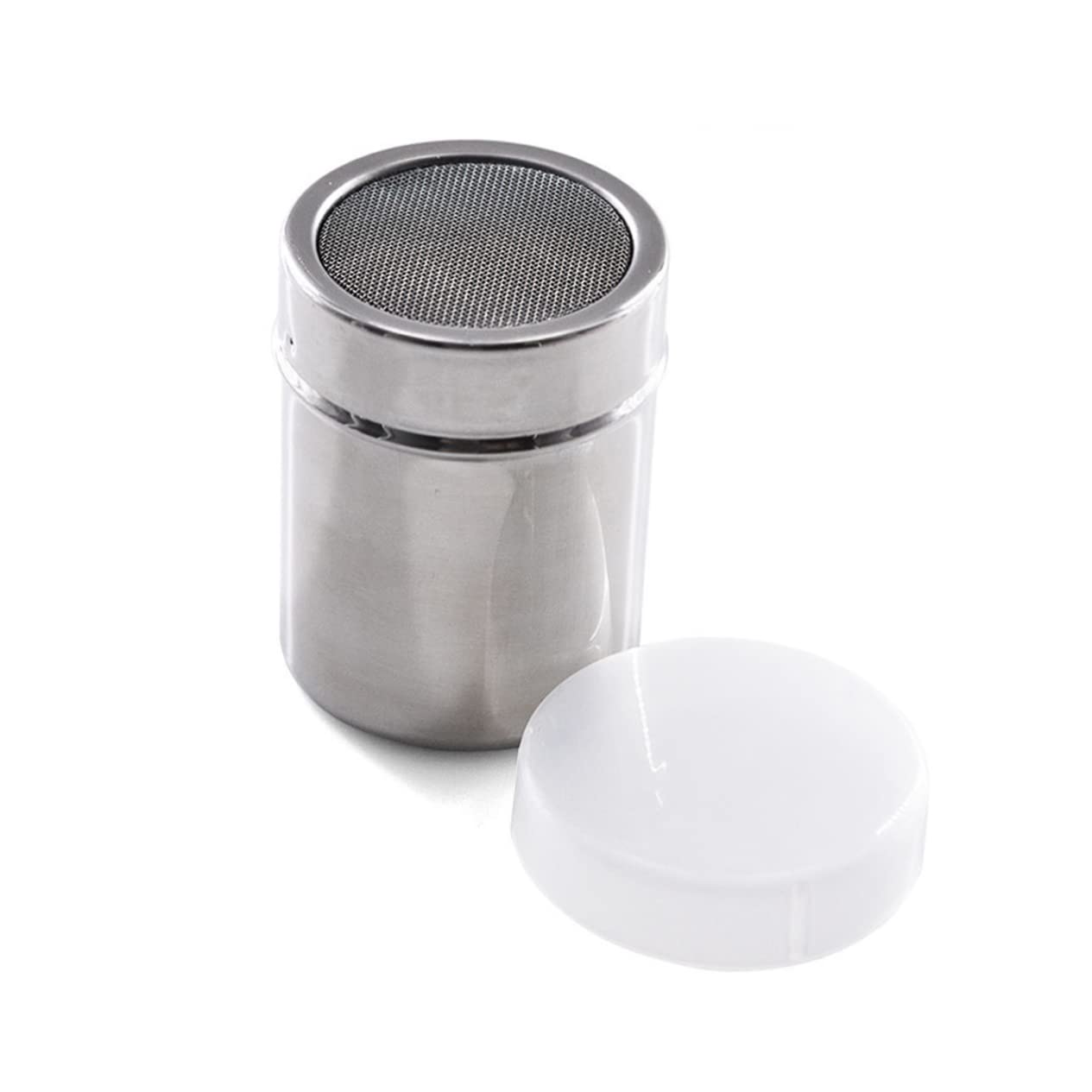 MOLUCKFU Stainless Steel Seasoning Shaker Chocolate Shaker Pepper Sugar Powder Cocoa Flour Cooking Tools Size Medium Air-tight Lid Easy Cleaning for Kitchen Random