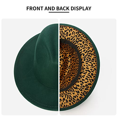 Tuckpatts Fedora Hats For Women Wide Brim Fashionable Leopard Band Women's Fedoras Dress Hat (Green) #TOP2