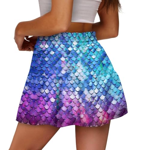 Women's Pleated Skirt Skater High Waist Ruffle Flowy A-Line Short Skirts Mini Beach Dress for Prom Nightclub2