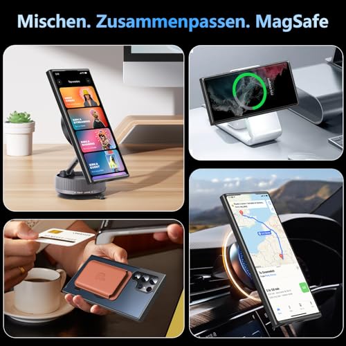 OWKEY for Samsung Galaxy S22 Ultra Case with Stand, Compatible with MagSafe, Magnetic Phone Case Military-Grade Protection Shockproof Matte Cover for Samsung Galaxy S22 Ultra 5G (Black) - image 4