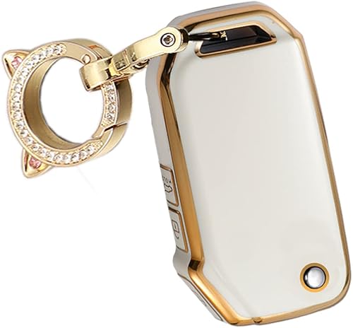 ontto Carcasa para llavero de 3 botones con llavero compatible con control remoto plegable Kia Flip, carcasa duradera de TPU para Forte Seltos Soul