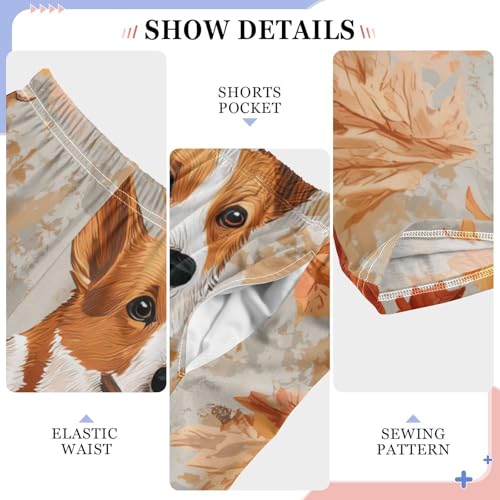 Corgi Dog Maple Leaves Boys Long Pants Soft Trousers Elastic Waist Kids Lounge Bottoms with Pockets S-XL4