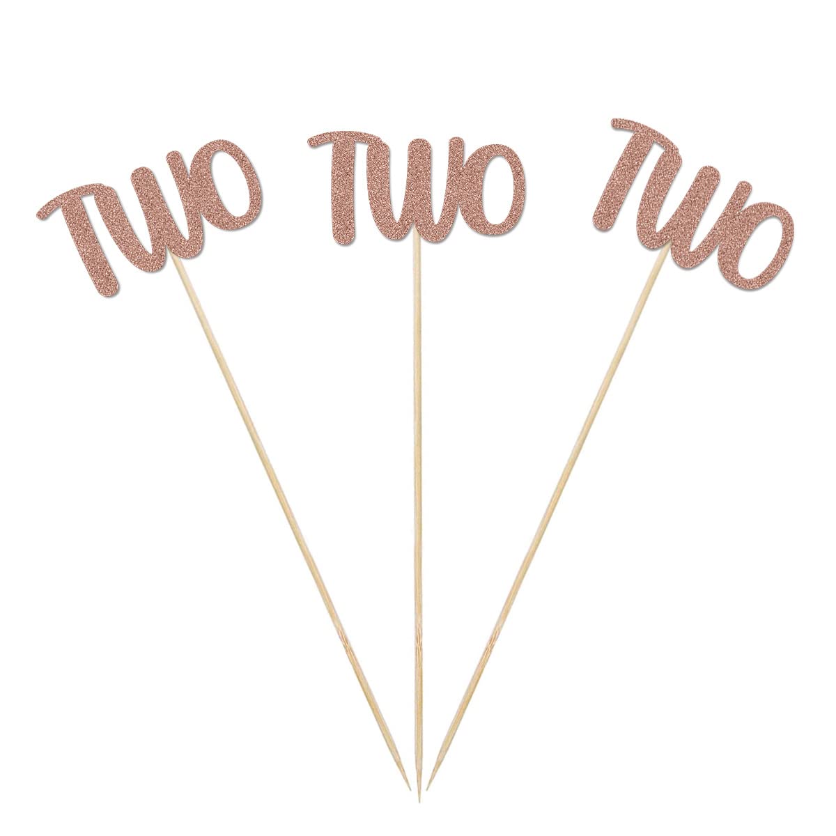 Rose Gold Two Centerpiece Sticks, 12-Pack Table Topper Double-Sided Girl Birthday Party Decorations