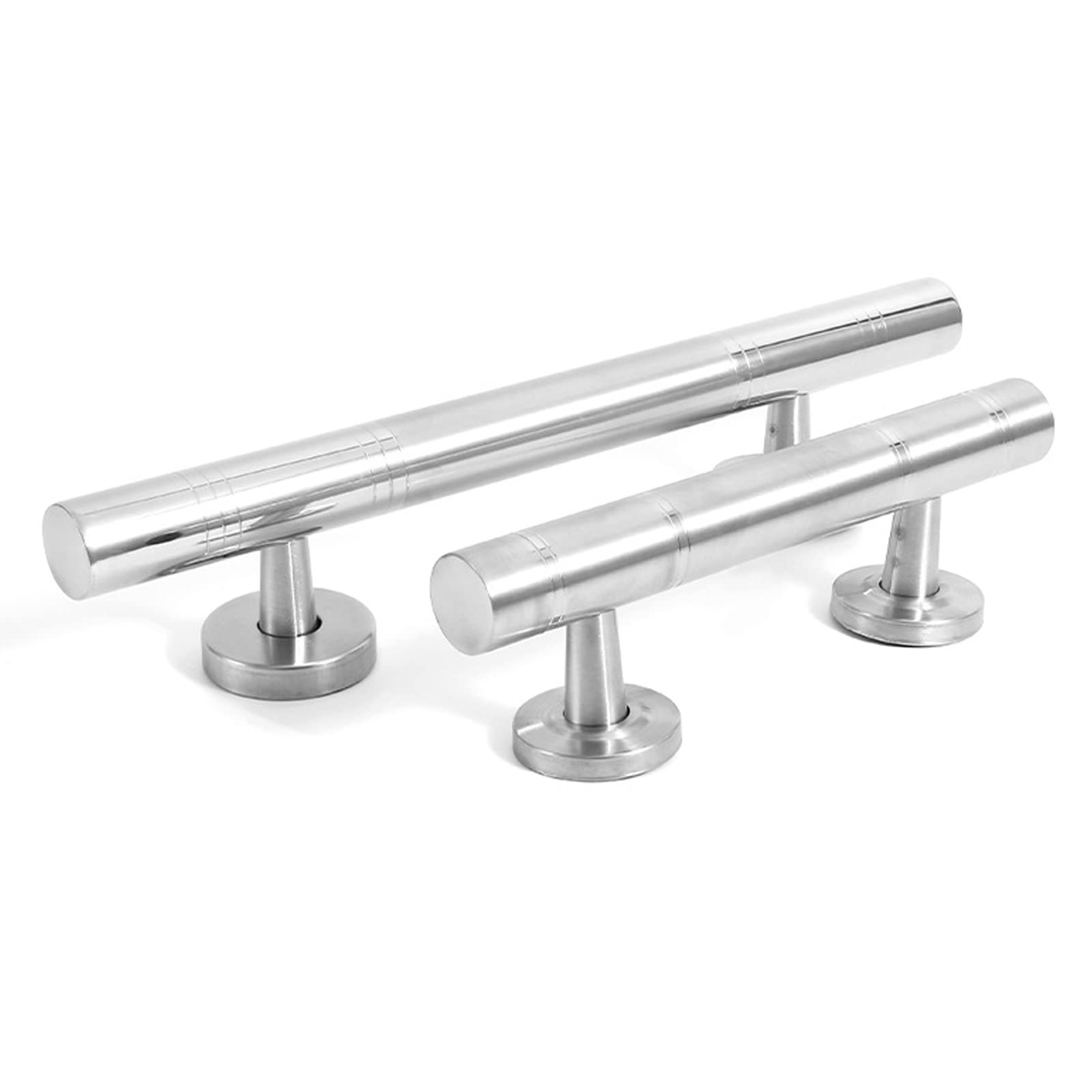 SRHIMEOS Lot de 2 Poignées de Porte de Placard en Acier Entraxe pour Porte d'armoire Poignées de Porte de Cuisine Acier Brossé Poignée en T avec Visx8 (Hole Distance175mm)