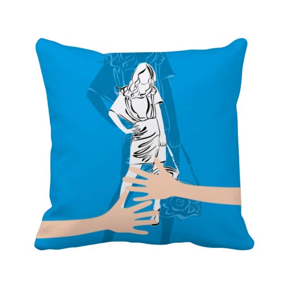 Coussin de couverture bleu motif femme élégante textile salon de maison