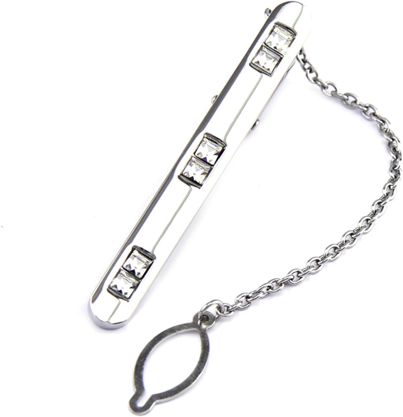 Six Diamond Tie Clip Metal Business Set with Square
