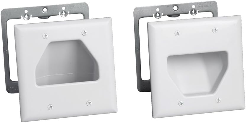 DATA COMM Electronics 50-3332-WH-KIT Flat Panel Cable Organizer Kit, Wall Plate Cable Pass Through, Conceals Low Voltage Wires Behind Mounted TV, Home Theater, Cord Hider Management, White