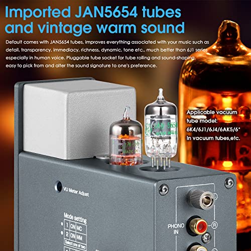 Douk Audio T4 Plus Vacuum Tube Phono Preamplifier, Mm/Mc Turntable Audio Preamp, Ge5654 Headphone Amp With Vu Meter For Record Player Home Stereo #TOP4