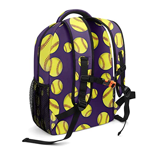 Ball Softball Baseball Purple Custom Name Backpack Waterproof Casual Daily Pack for Gift Hiking Camper Pack2