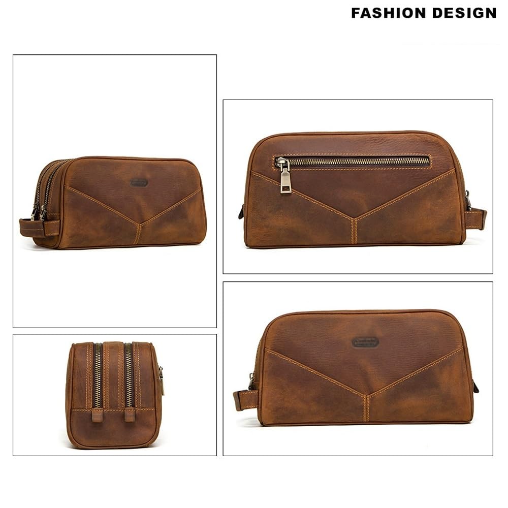 Leder-Rasiertasche für Herren, Leder-Kulturbeutel, Leder-Kulturbeutel für Herren, Kulturbeutel, Reise-Kulturbeutel, Hygiene- und Pflegeset, C, 26*12*13.5cm