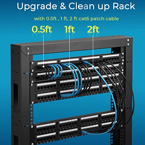 Patch Cables Cat6 1Ft 24 Pack, Rapink Ethernet Patch Cable 10G, Cat 6 Patch Cable For Patch Panel To Switch, Flexiable Cat 6 Ethernet Cable With Gold Plated Black #TOP4