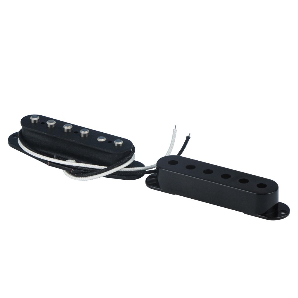 FLEOR Alnico Micros à bobine simple 5 cous/milieu en fibre avec plaque décalée et micro Humbucker double bobine pour guitare électrique style STcaster, noir