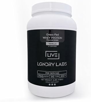 Grass-Fed Vanilla Whey Protein Powder | Organic Non GMO, No Soy, and Gluten Free - 27 Servings | NSF Certified for Sport