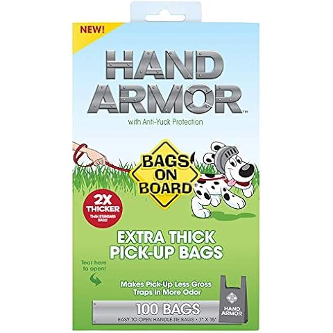 Bags on Board Hand Armour Extra Thick Dog Poo Bags with Leak Proof Protection, 100 Bags Cover