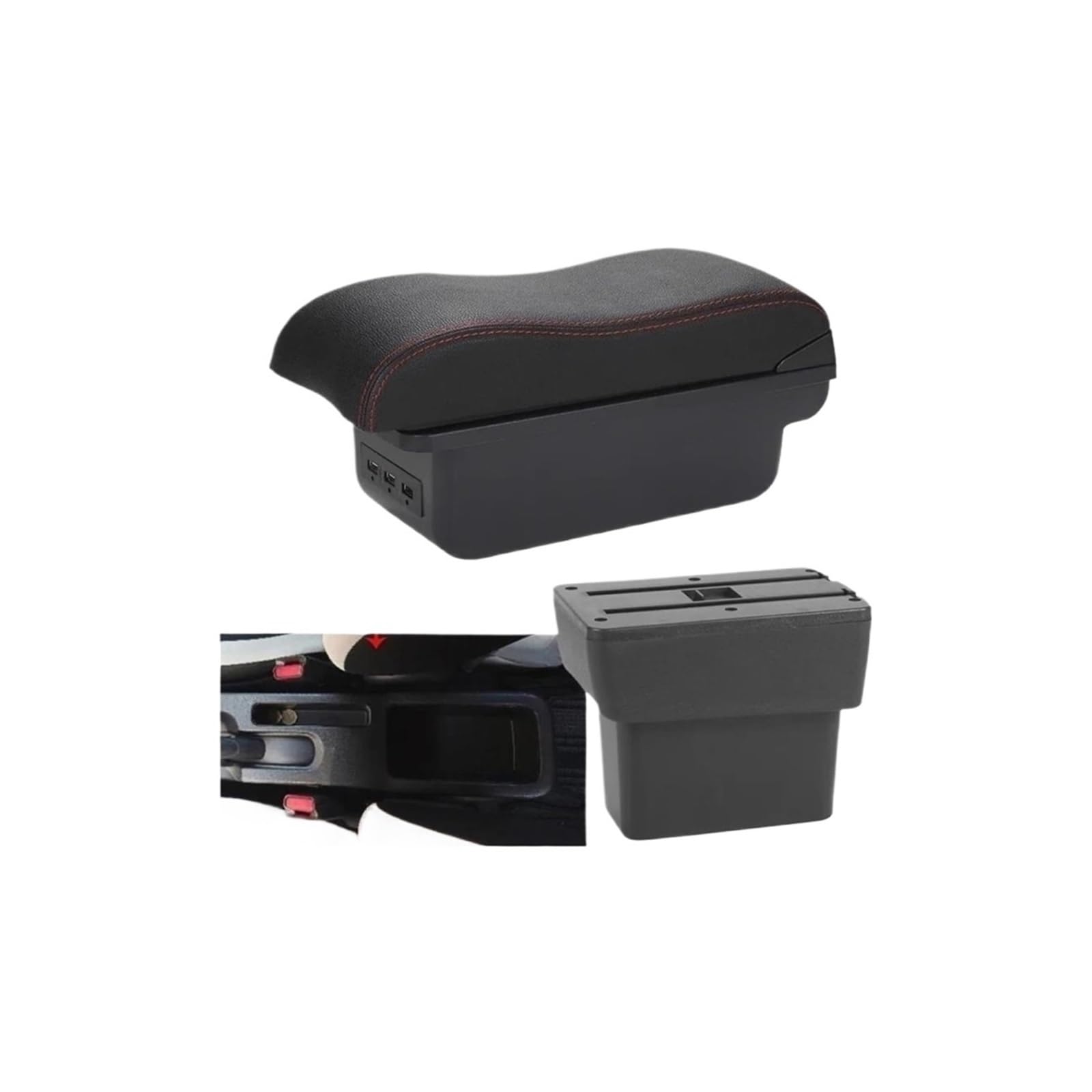 HCKCLMBMZW For Nissan For Note For EPower 2016-2022 Armrest Box Central Storage Dedicated Interior Retrofit Car Accessories Car Armrest Center Console(B1 Black Red 3usb)