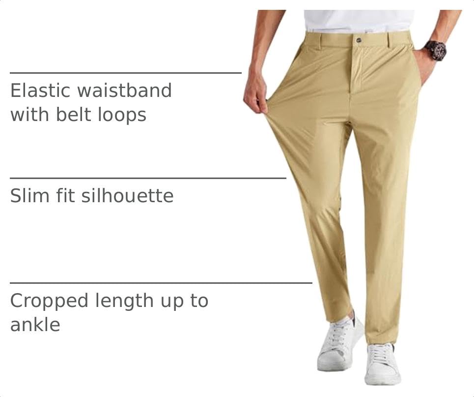 Image of Runcati Mens Stretch Golf Pants Casual Dress Pants Work Trousers