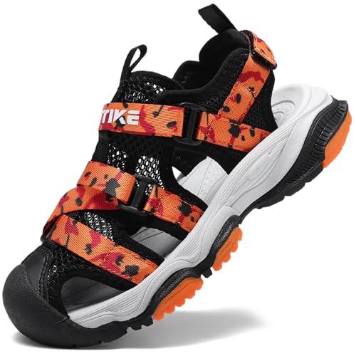 Image of JMFCHI Boys Girls Kids Closed Toe Sports Sandals Summer Water Shoes | Little /Big Kid,Comfortable lightweight,Non-slip soft sole,Hook-and-loop closure,Easy wear,Anti-collision toe,Daily casual