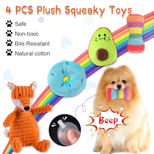 AMFUN 11 Stück Hundespielzeug Set, Hundespielzeug Kleine Hunde, Plüsch Hundespielzeug Mit Quietscher, Quietschend Kauspielzeug für Kleine Mittlere Hunde, Plüschspielzeug für Welpen