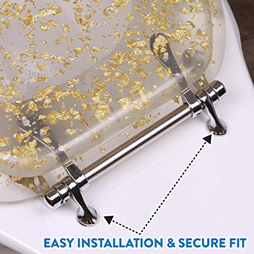 Ginsey Home Solutions Round Resin Toilet Seat, Gold Foil #TOP3