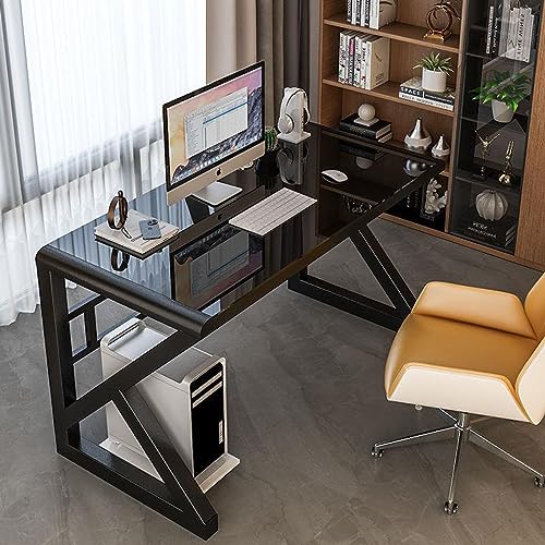 Genérico Escritorio,Escritorio de Trabajo Simple y Moderno, Mesa de Estudio, Escritorio de computadora de Vidrio Templado, Escritorio de Oficina en casa, Lugar de Trabajo