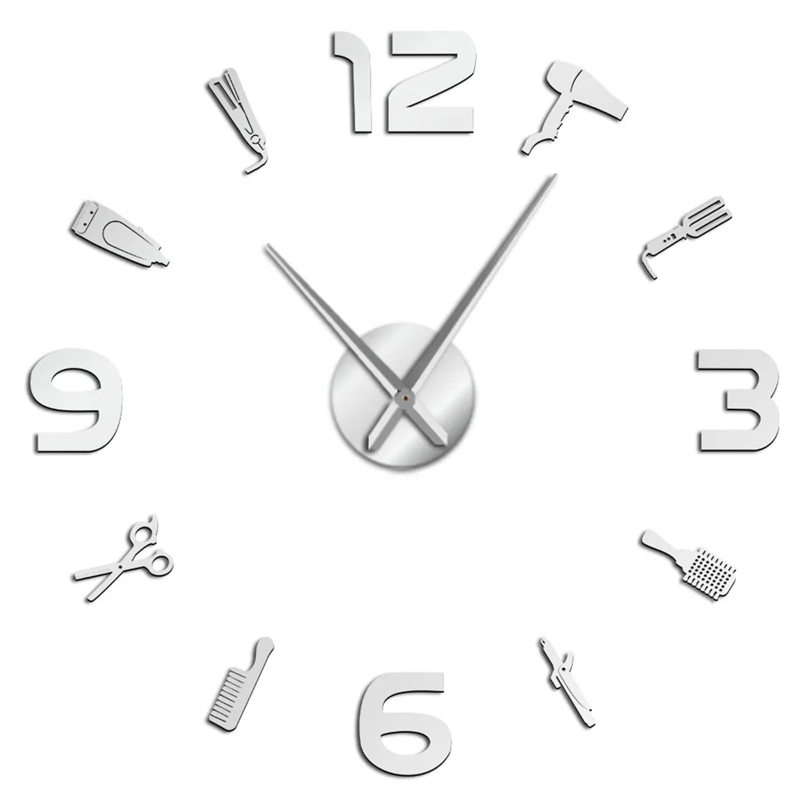 JBJYGSG DIY Large Wall Clock Mirror Effect Art Frameless Watch Non Ticking For Living Room Bedroom(Silver,47 Inch)