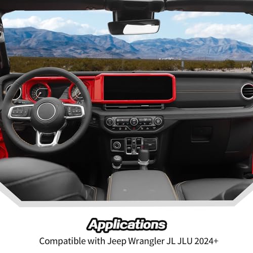 JeCar Red ABS Dashboard Trim Interior Accessories for 2024-2025 2026+ Jeep Wrangler JL & Gladiator JT, Instrument Cluster & Center Screen Frame Decoration Upgrade by JeCar - Used condition - Image 2