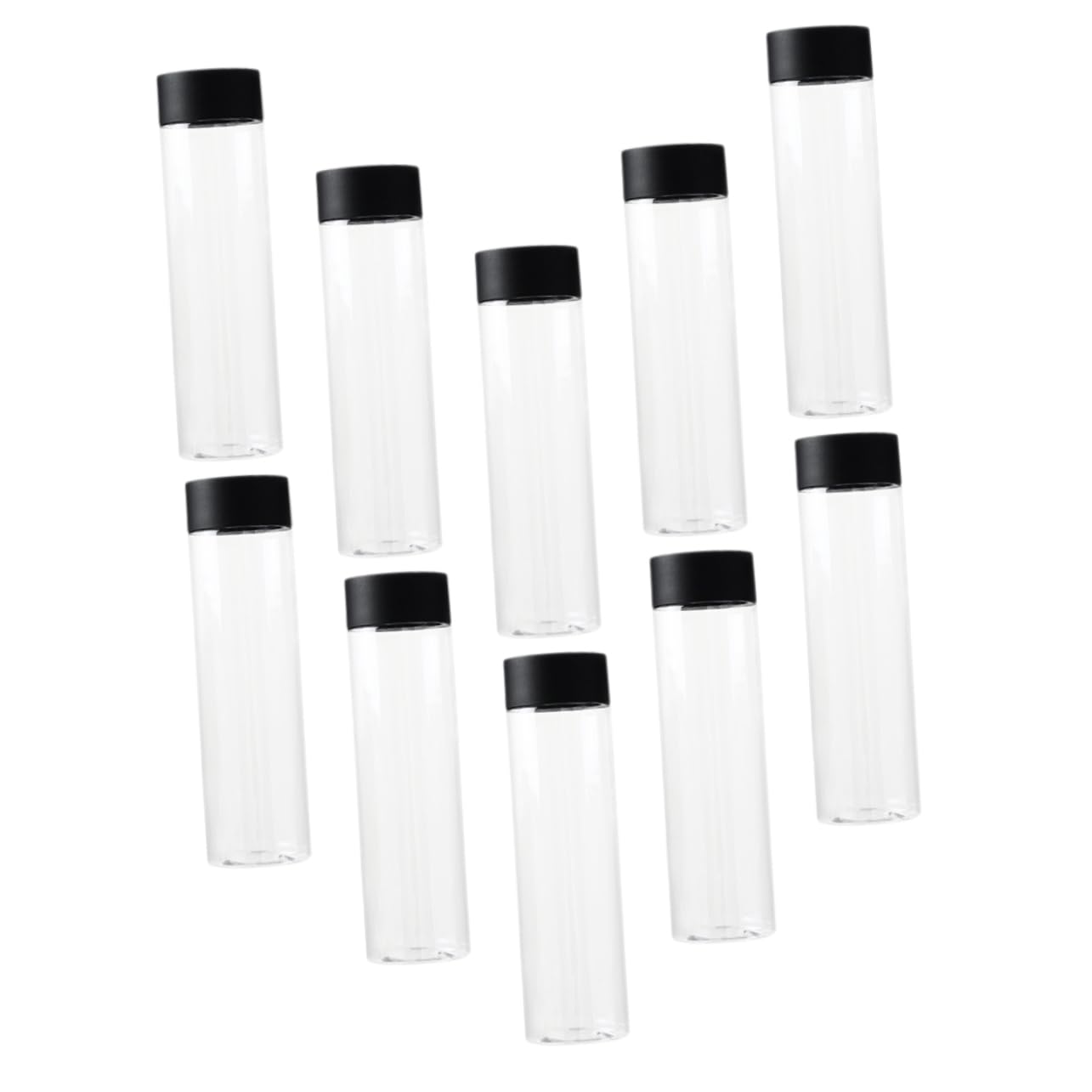 Garneck 10 Pack 400ml Round Plastic Water Bottles Black Lids for Tea Milk