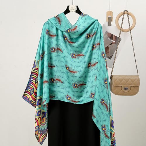 Image of ZDMHSH Fashion Scarves Scarf 100% Silk Feeling Scarf Silk Like Scarves Long Lightweight Sunscreen Shawls for Women