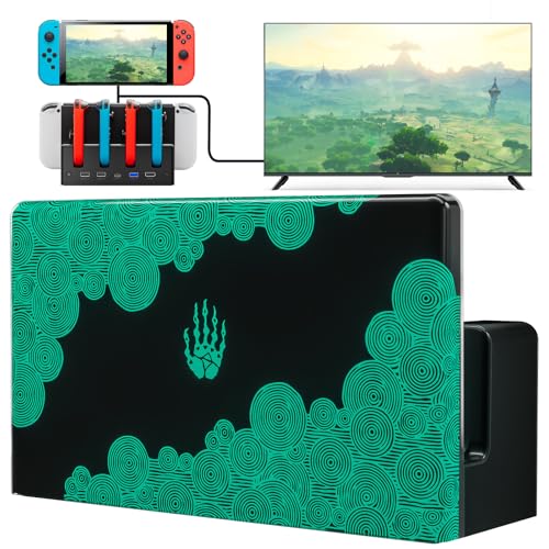 Switch TV Dock, Dock Switch Compatible con Nintendo Switch/OLED Cargador de Joypads, Base Switch con 4K/1080P HDMI, Carga Docking Station Multifuncional 7 Colores LED/Puertos USB 3.0, Negro