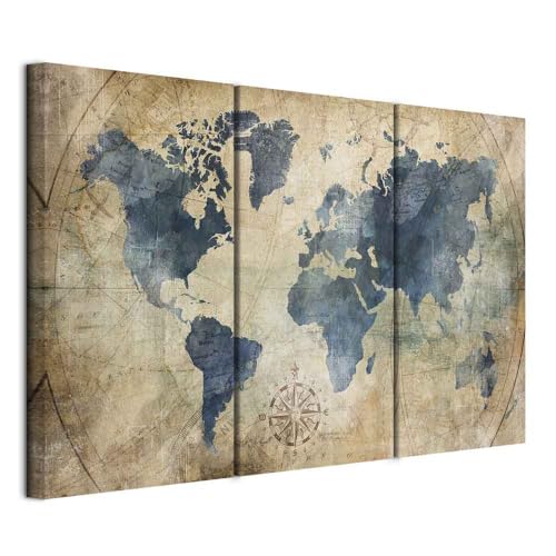 murando - Quadro Acustico Mappamondo 3 pezzi schiuma acustica Quadri Moderni Grandi - Camera da Letto Matrimoniale - Stampa su Tela - Pannelli Fonoassorbenti Decorativi - Fonoassorbente