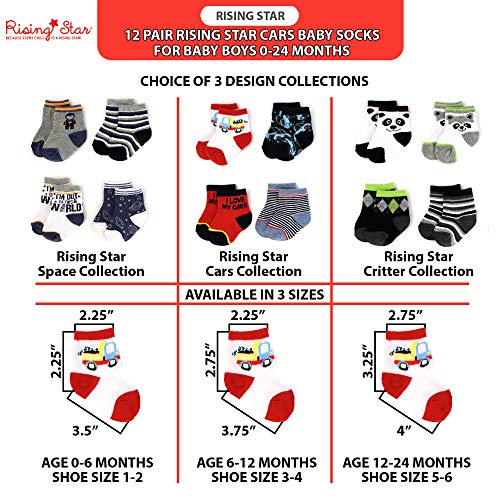 Rising Star Baby Boy Socks: Critter, Space, Cars - Socks for Infant Boys (0-24M)4