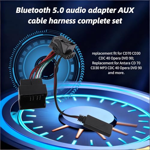 Wiązka Przewodów Radia Stereo, Akozon Samochodowy Adapter Audio Bluetooth 5.0 Kabel AUX Pełna Wiązka Przewodów dla Opla Agila CD70 CD30 CDC 40 Opera DVD 90