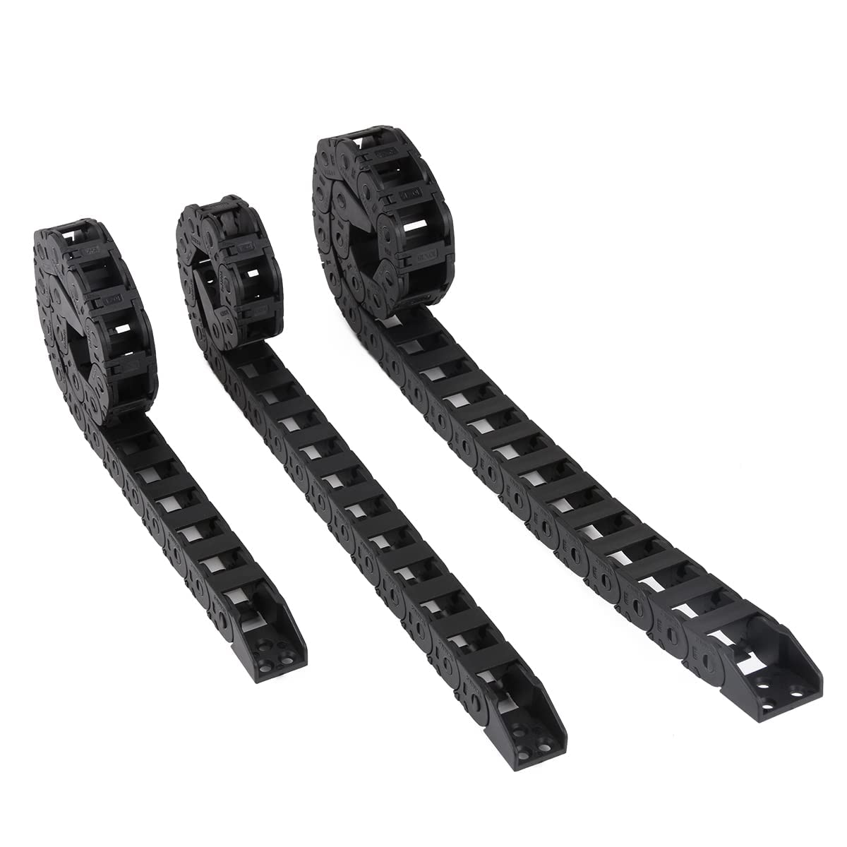 FYSETC 3D Printer Vorn 2.4 350mm Build Cable Chain Set Open Tank Drag Chains 2pcs 10x11mm Style+1pcs 10x15mm Style Bridge Type Wire Carrier 3-Hole Mount Pattern Compatible with Vorn 2.4 350-3Pcs