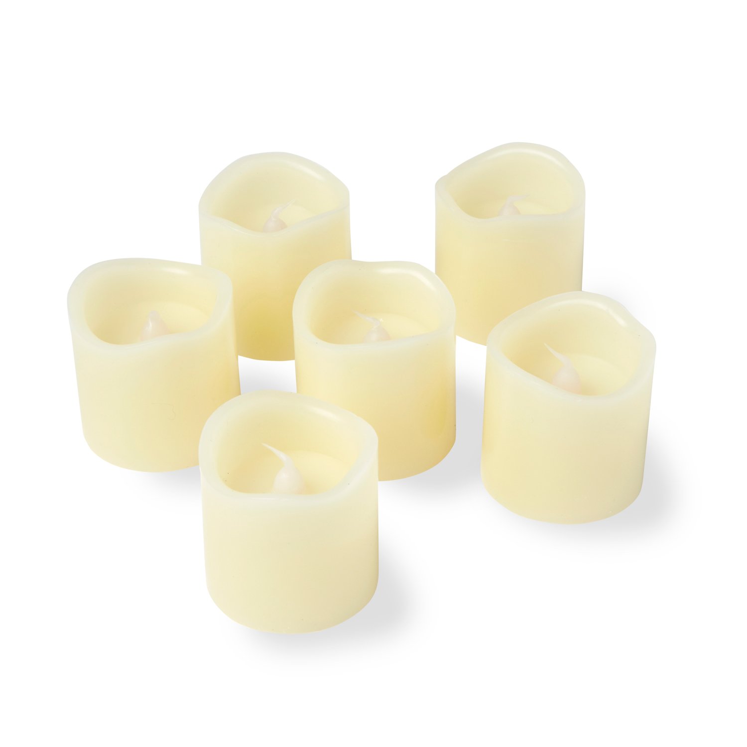 Lights4fun Juego de 12 Velas Sin Llama de LED de Cera Natural de Pilas