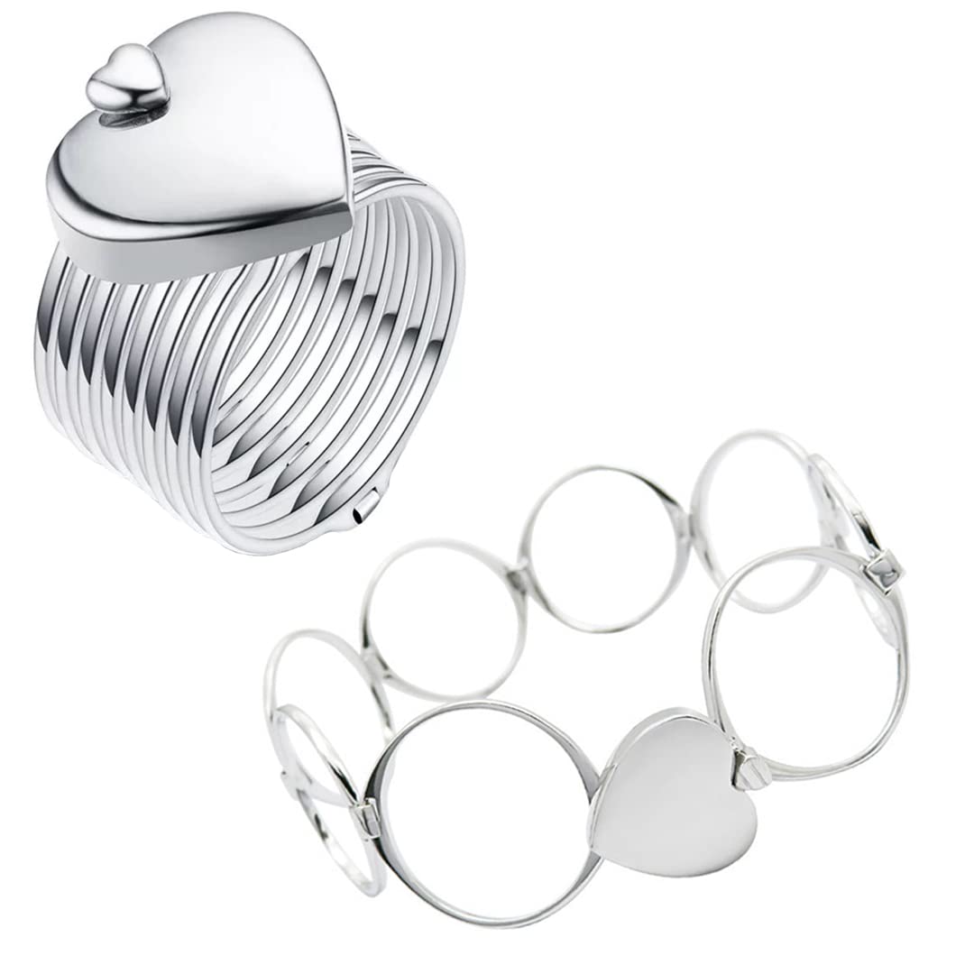 Vembley Magic Silver 2 In 1 Retractable Heart Foldable Ring Bracelet For Women And Girls (B0BHY8SLND) Amazon Price History, Amazon Price Tracker