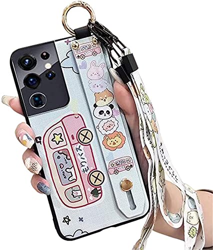 Cute Crossbody Case Compatible with Samsung Galaxy A51 5G Phone Cases with Wrist Strap Kickstand Lanyard Soft Silicone Shockproof Protective Case