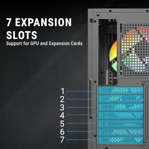 Image of Ant Esports ICE- 270G 6F Mid-Tower ATX Computer Case /Gaming Cabinet with Front Glass Panel - Black | Support ATX, Micro-ATX, Mini-ITX | Pre-Installed 6 Static RGB Fans