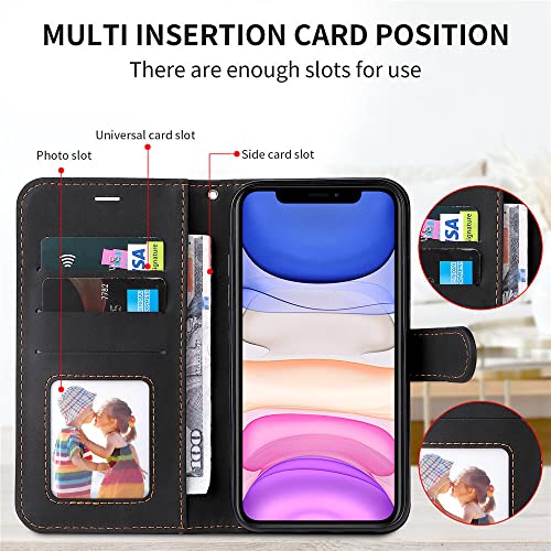 Flip cover Samsung S21 FE étui portefeuille cuir antichoc noir
