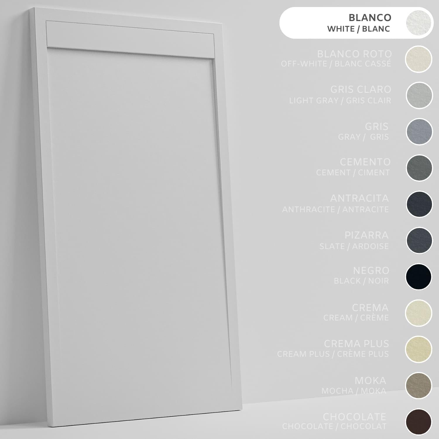 SoulHome Plato de Ducha Resina Blanco 160x90 Diseño Minimalista | Antideslizante C3, Extraplano, Resina y carga mineral, Textura Liso Piedra, Antibacteriano, Gel-coat, Incluye válvula desagüe