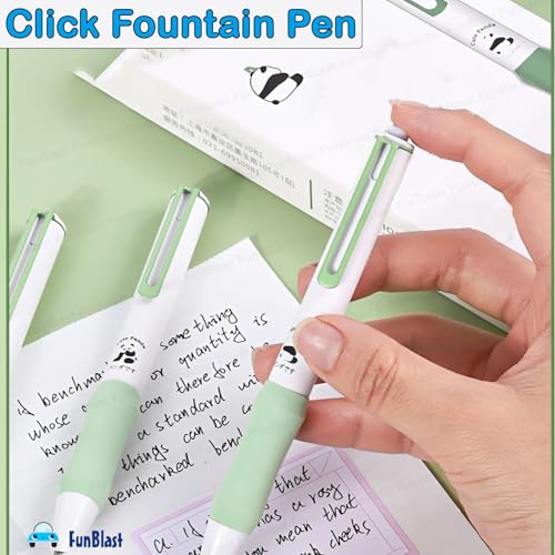 Image of FunBlast Fountain Pen for Students, Iridium Tip Nib Refillable Click 2 Pcs Fountain Pen with 6 Refills, Kawaii Stationary Gift for Kids, Pen for Office, School Stationery Items for Kids (Nebula)