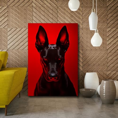 Toile doberman affiche encadrée pour déco de studio
