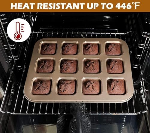 Good Dee's Square Non-Stick 12-Cup Muffin Pan - Naturally Slick - Carbon Steel - PTFE & PFOA Free - Perfect for Brownies, Cupcakes, Muffins, and More - Thumbnail 3