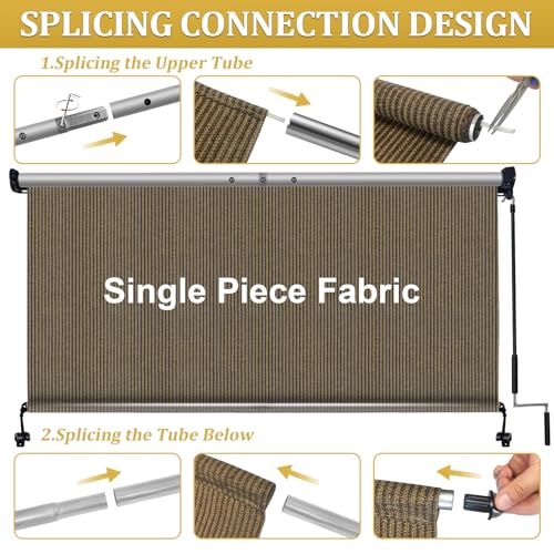 Image of Shade&Beyond Patio Shades Roll Up Outdoor 9' W x 8' H, Cordless Roller Shade Blinds with 90% UV Protection, Exterior Sunshade Cloth Roll for Pergola Porch Gazebo Balcony, Coffee Brown