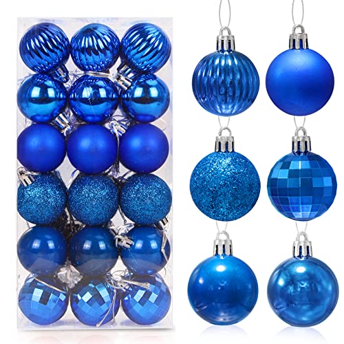 36 peças bolas de Natal azuis, 4 cm bolas árvore natal, ornamentos para árvores de Natal plástico, presentes de pendentes de Natal, bola de decoração para festa e festival