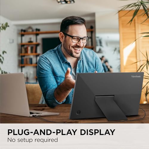 Image of ViewSonic VA1653 16 Inch 1080p FHD IPS Portable Monitor with Eye Care, Built-in Stand, USB C, Mini HDMI, and Protective Case External Second Screen for Laptops, PC, Mac, and Gaming Consoles