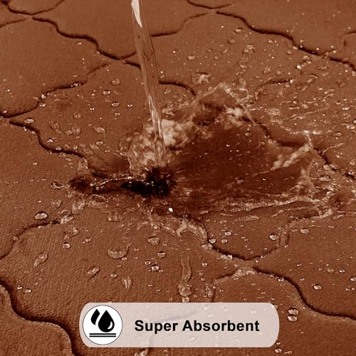 Image of Anti-Skid Memory Foam Bath mats|Washable, Non-Slip, Soft & Super Absorbent Quick Drying Mat |Door Mats Ideal for bathrooms, Showers, Kitchens & Home Entrance (60x40cm Brown Quatre)