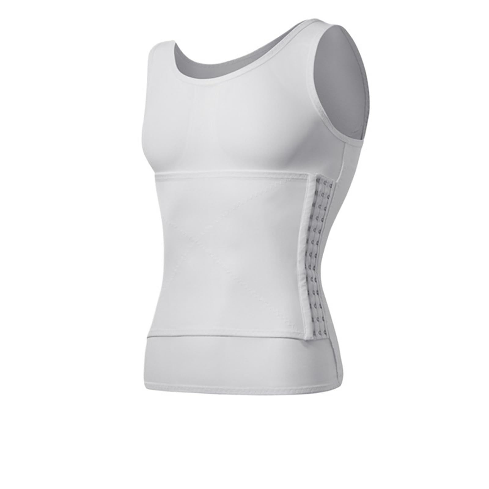 Fajas Reductoras Shapewear Camisetas de compresión moldeadoras de cuerpo for hombres, faja moldeadora de abdomen, faja adelgazante de abdomen, faja moldeadora de cintura(White-Without sleeve,XXL)