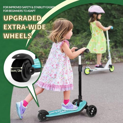 Image of besrey 3 Wheel Scooter for Kids Ages 3-10 with 4 Adjustable Height | LED Light Wheels, Foldable Toddler Scooter, Extra Deck, Lean-to-Steer Design, Sturdy and Safe