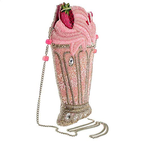 Mary Frances Shake It Up Beaded Milkshake Crossbody Novelty Handbag, Pink3