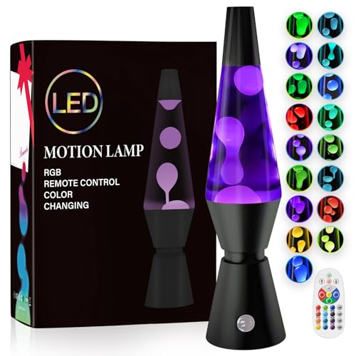 AONESY Lavalampe xxl 17 Farbwechsel Steuerbar: Lavalampe Groß mit Fernbedienung | Große Lavalampen Schwarz für Kinder Erwachsene - 37cm Schwarz Schlafzimmer